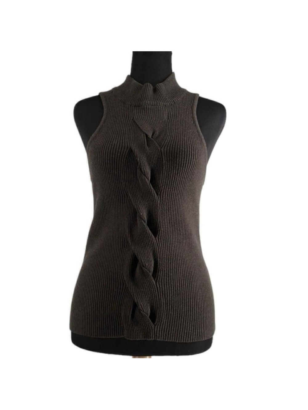 Heartloom knit top sleeveless cable knit interlock twist neck detail sz Lg NWT